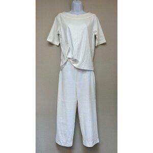 Peruvian Connection Pant Set Pima Cotton White Top is Medium Pants are Small NEW